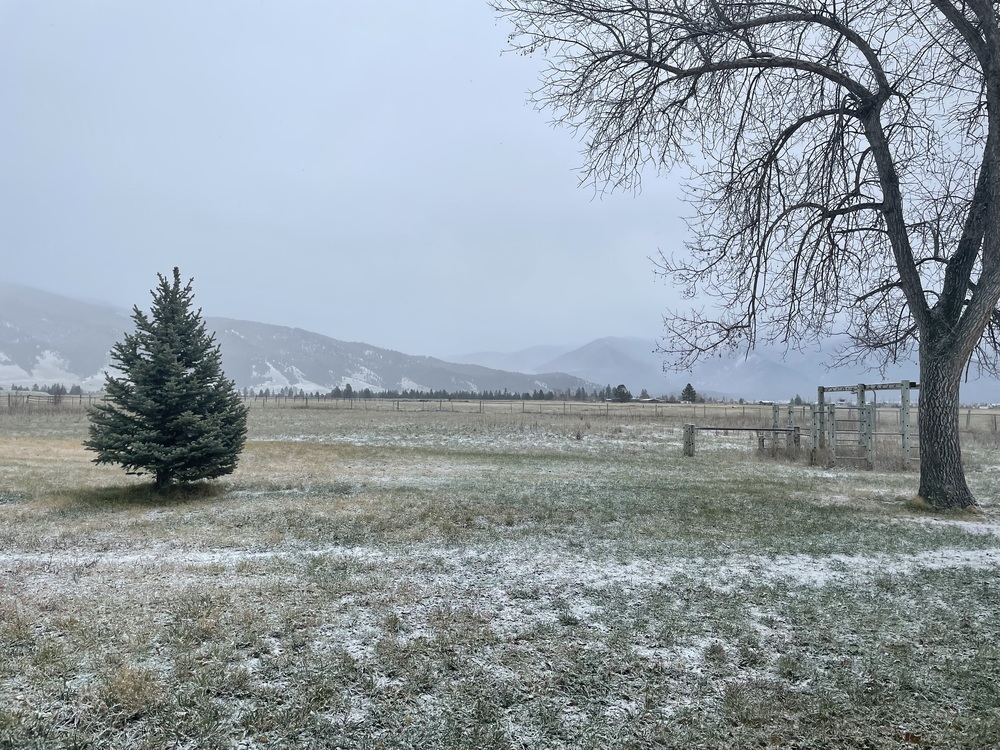 Winter view outside of 3-6 Building toward Jocko Canyon